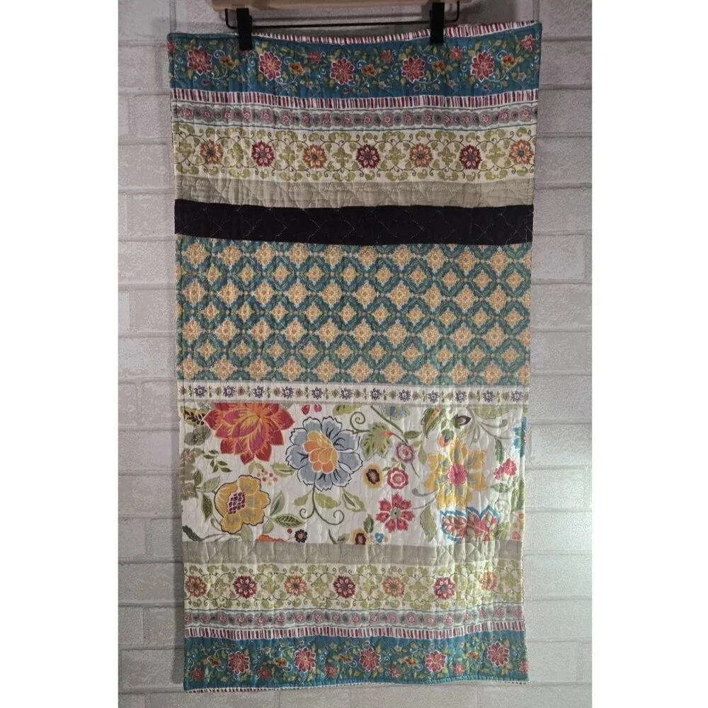 Set of 2 King Size Pillowcases Covers Colorful Quilted Floral Bohemian